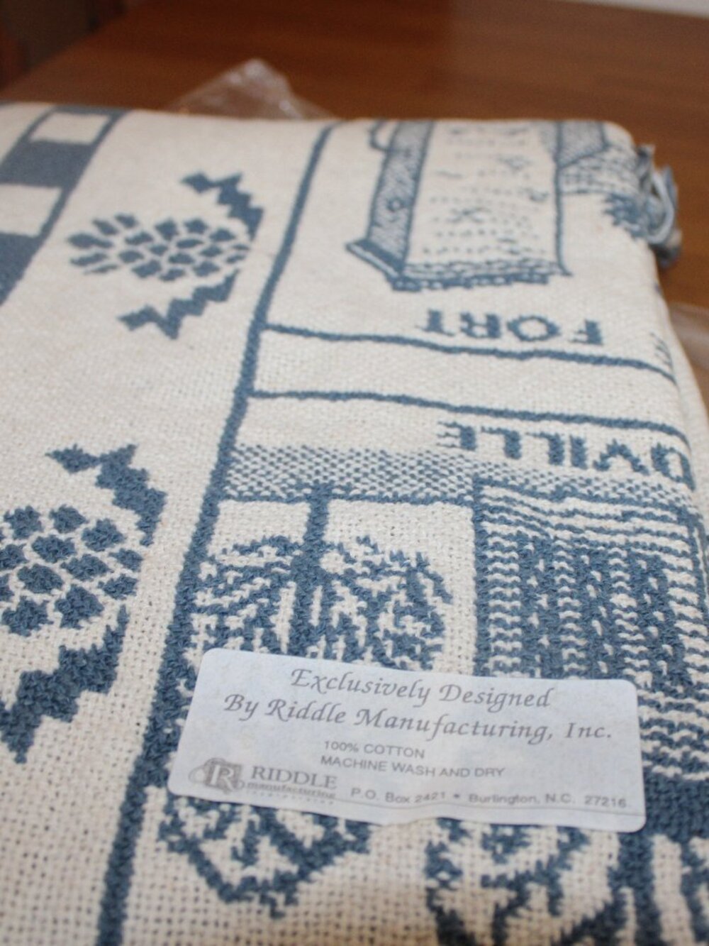 Vintage Schoharie County NY Woven Throw Blanket Breadbasket American Revolution